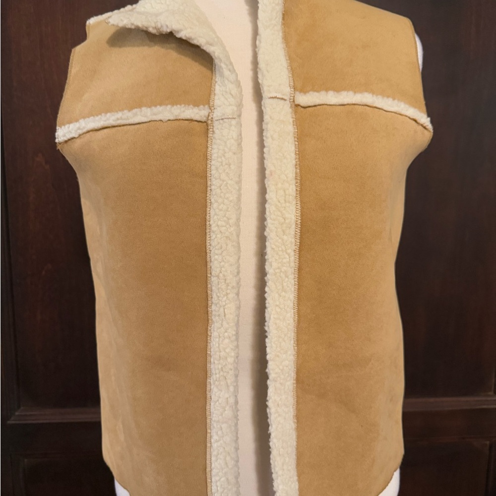Tan Faux Shearling Suede Vest